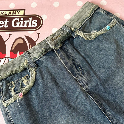 Bodytalk - Vintage Kawaii Patchwork Denim Skirt skirt bodytalk