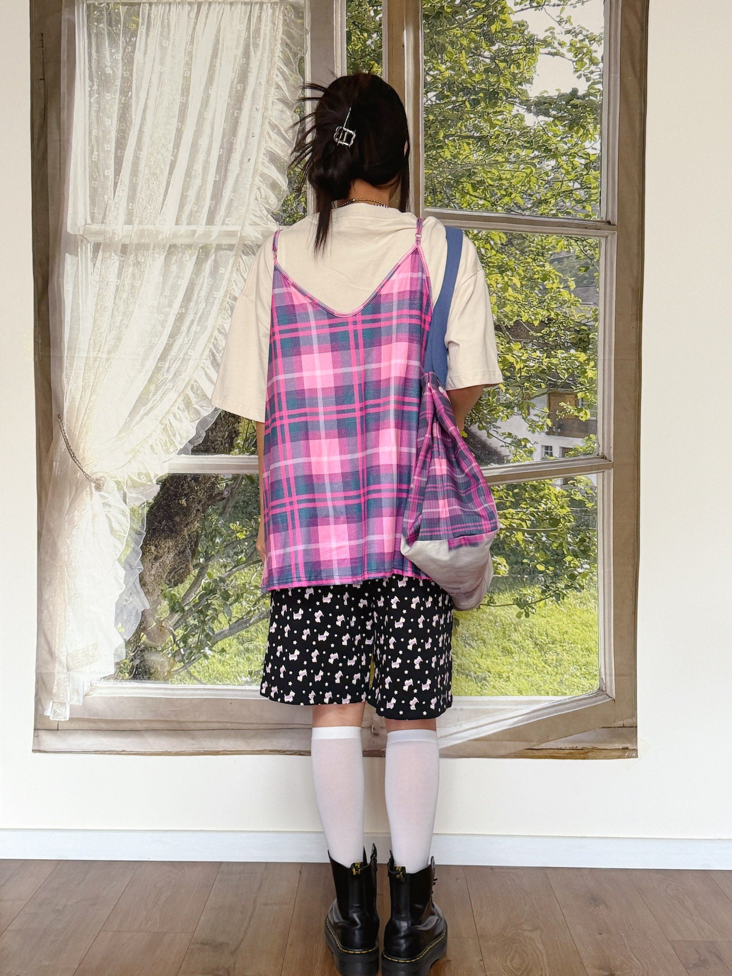 bunnybunnygun - Plaid Puppy Layered Cami camisole bunnybunnygun