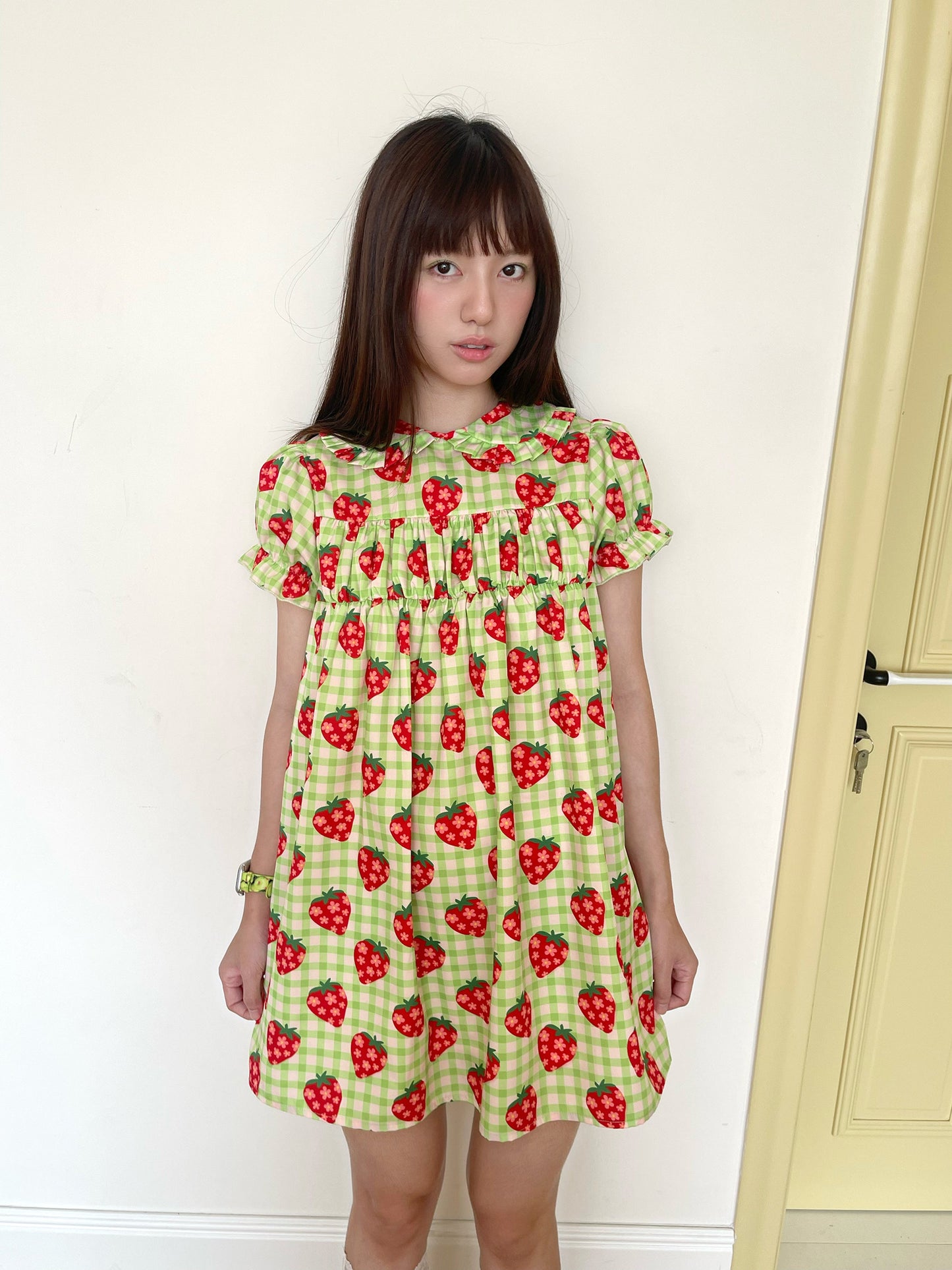 FRUITS - Strawberry Plaid Doll Collar Dress | Kawaii Japanese Girly Dress dress Fruits