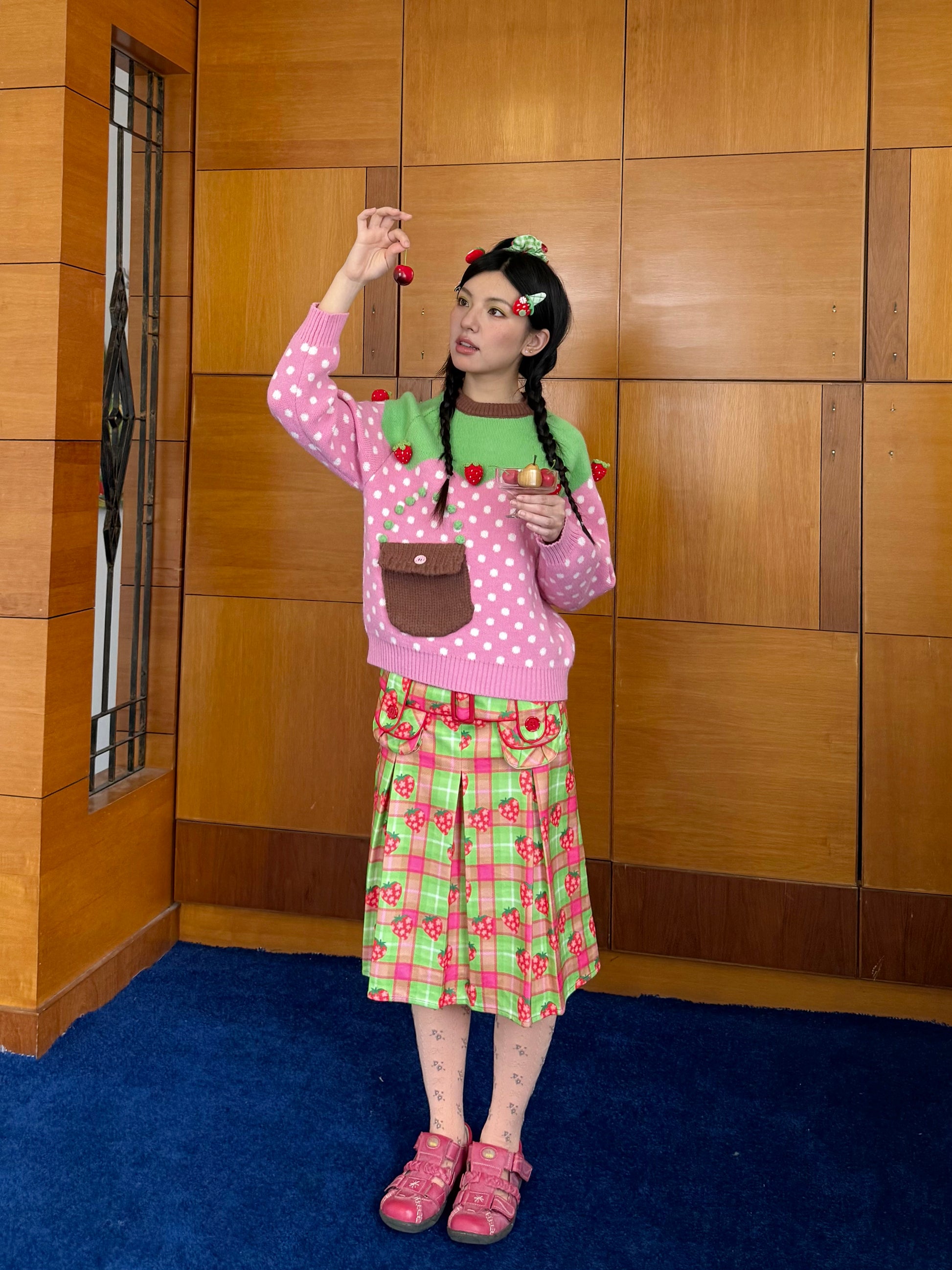 FRUITS - Kawaii Fruit Star Strawberry Print Skirt skirt Fruits