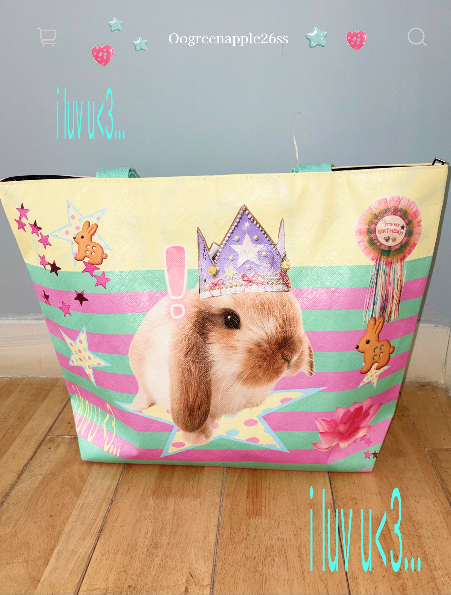 Oogreenapple - Ice Cream Bunny Kawaii Tote Bag bag Oogreenapple