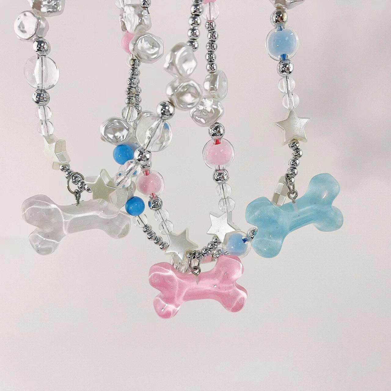 Y2K Clear Bone Pendant Necklace necklace none