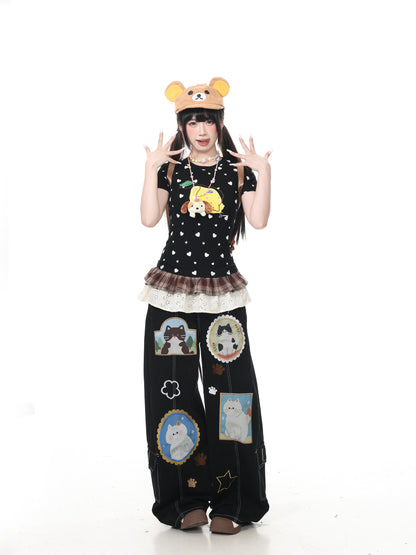 Languid Park - Heart Print Fitted Tee tshirt Languid Park