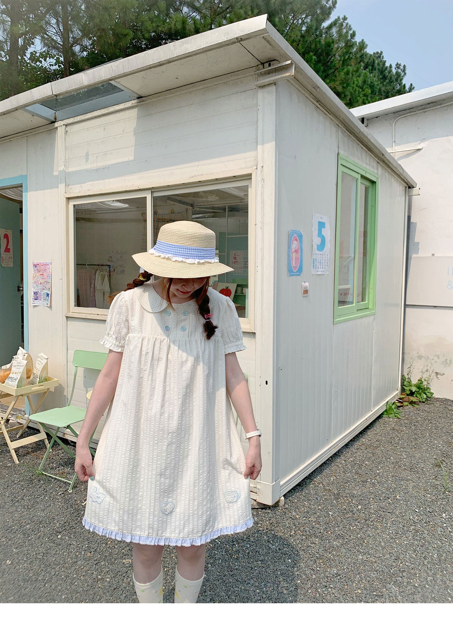 Peach Party - Pastel Yellow Peter Pan Collar Dress