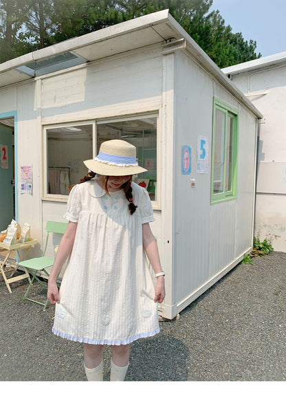 Peach Party - Pastel Yellow Peter Pan Collar Dress