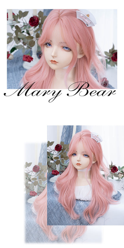 Alice Garden - Coral Pink Long Curly Wig | Sweet Lolita Korean Girly Hair wig Alice Garden