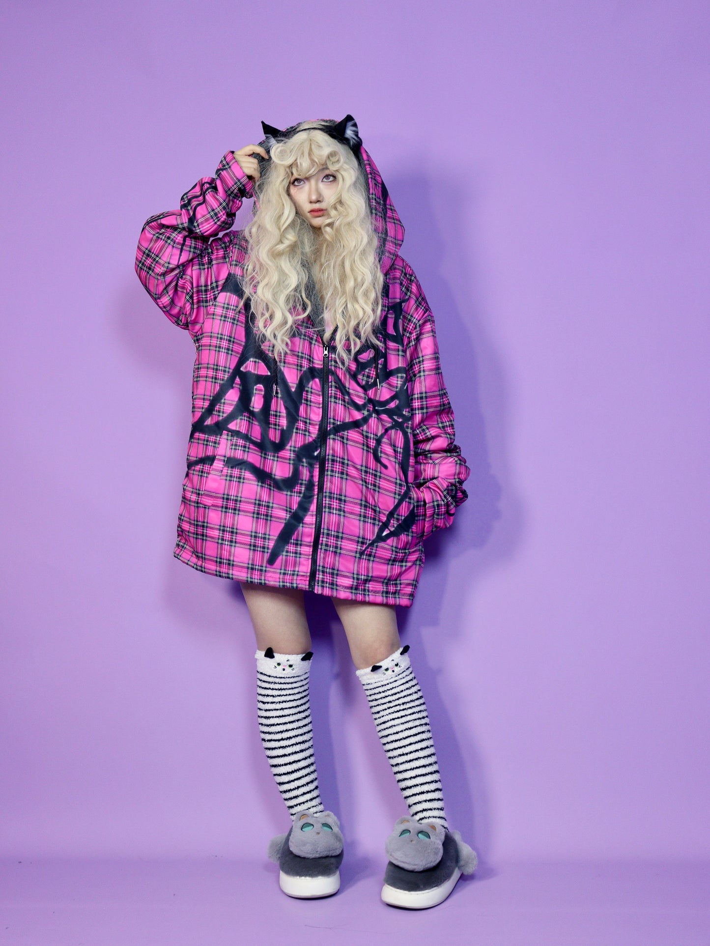 LEERROO - Harajuku Kawaii Padded Hoodie Jacket Fleece Lining hoodie Leerroo