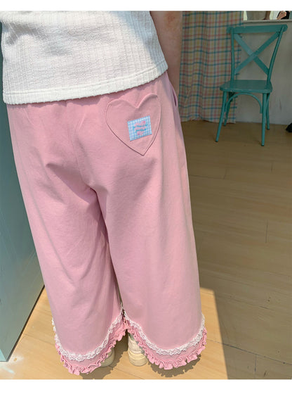 Peach Party - Pink Ruffle Wide Leg Pants