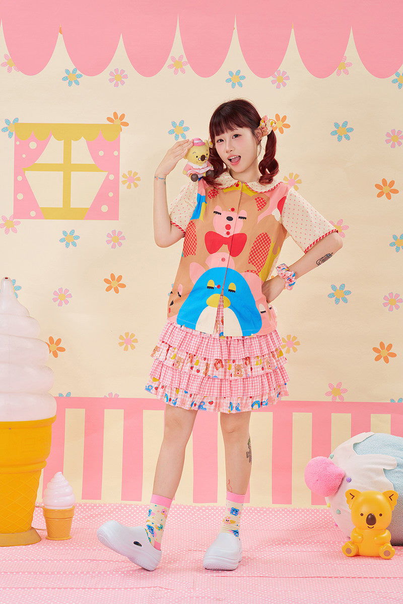 NIKKOU - Polka Dot Layered Skirt Shorts skirt Nikkou home