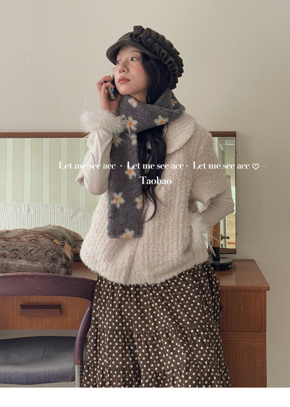 LET ME SEE - Kawaii Plush Flower Scarf scarf let me see