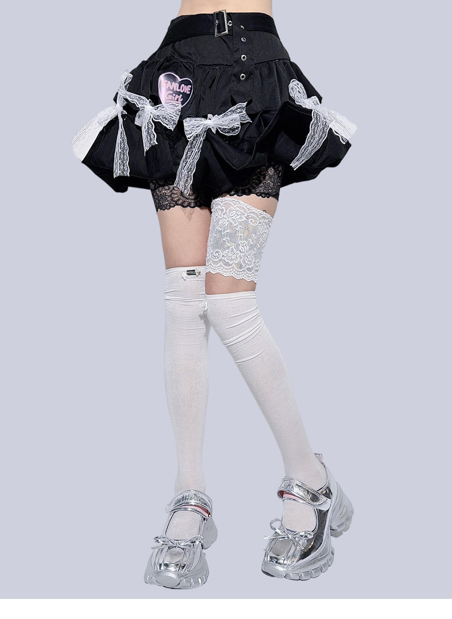 FANLOVEGIRL - Black Lace Cake Mini Skirt skirt FANLOVEGIRL