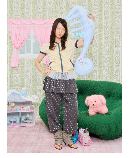 UnsocialNight - Polka Dot Hooded Lace Cardigan shirt UnsocialNight