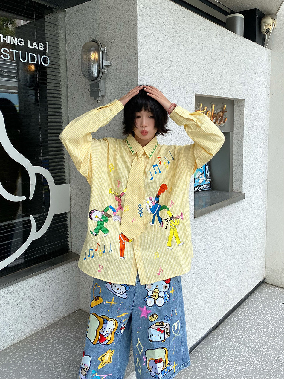 BIBULU - Kidcore Embroidered Plaid Shirt shirt BIBULU