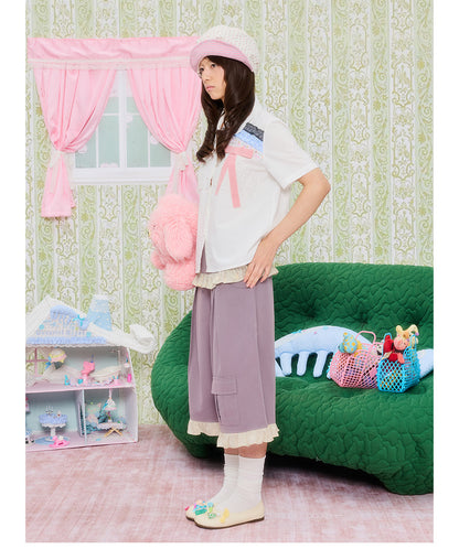 UnsocialNight - Star Patch Cropped Cargo Pants pants UnsocialNight