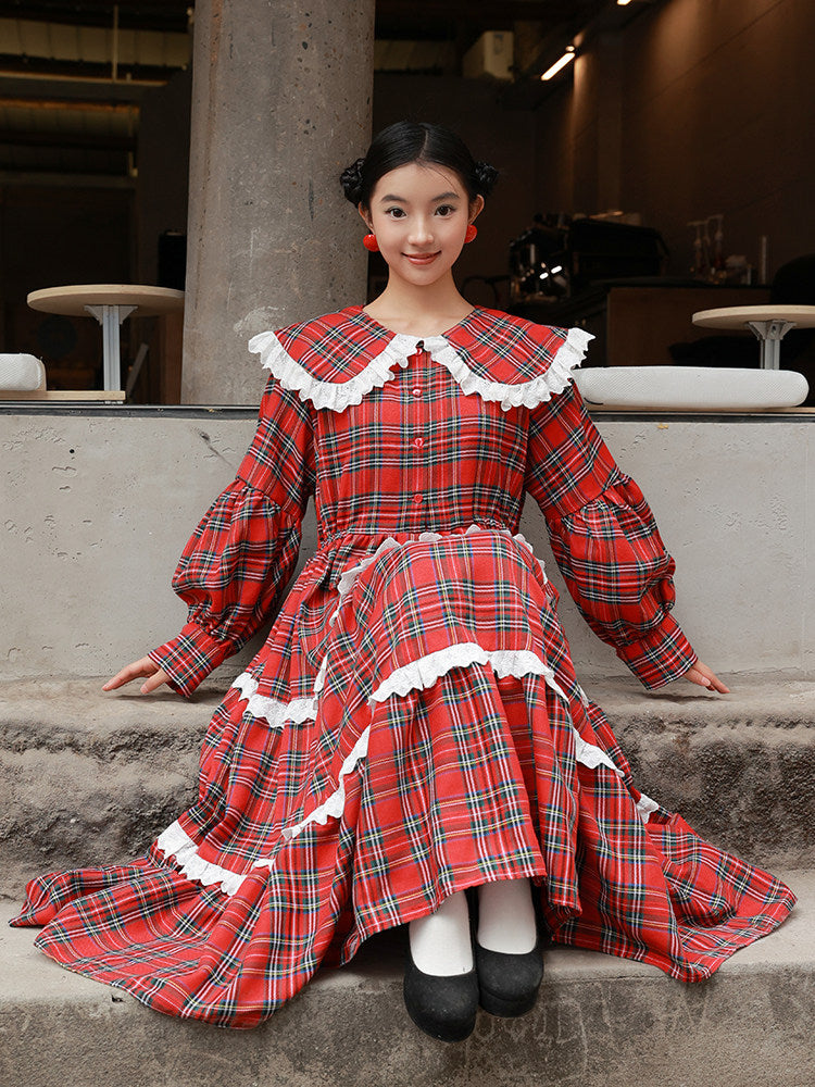 Nanjun Vintage – Red Plaid Maxi Dress dress Nanjun Vintage