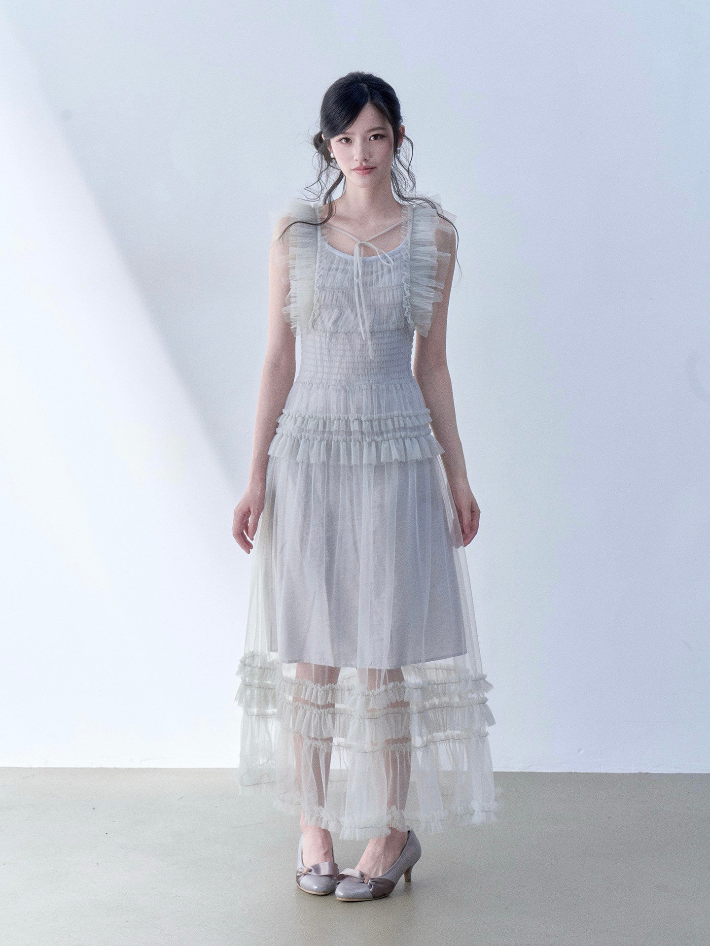 SOS SEAMSTRESS - Mist Ruffle Maxi Dress dress SOS SEAMSTRESS