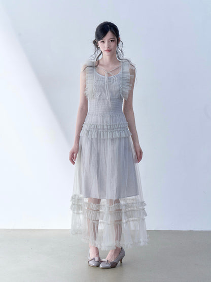 SOS SEAMSTRESS - Mist Ruffle Maxi Dress dress SOS SEAMSTRESS