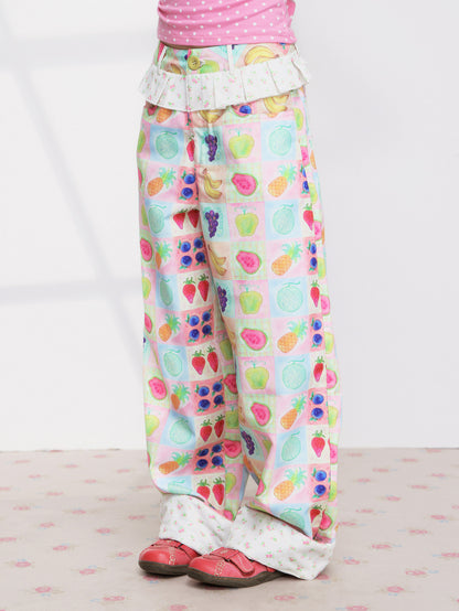FRUITS - Floral Pleated Trousers pants Fruits