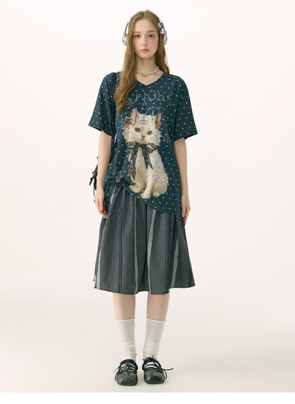 ziziFei - California Dream Cat Print V-Neck Tee tshirt ziziFei