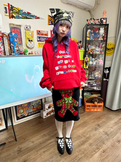 bunnybunnygun - Harajuku Red Fleece Hoodie hoodie bunnybunnygun