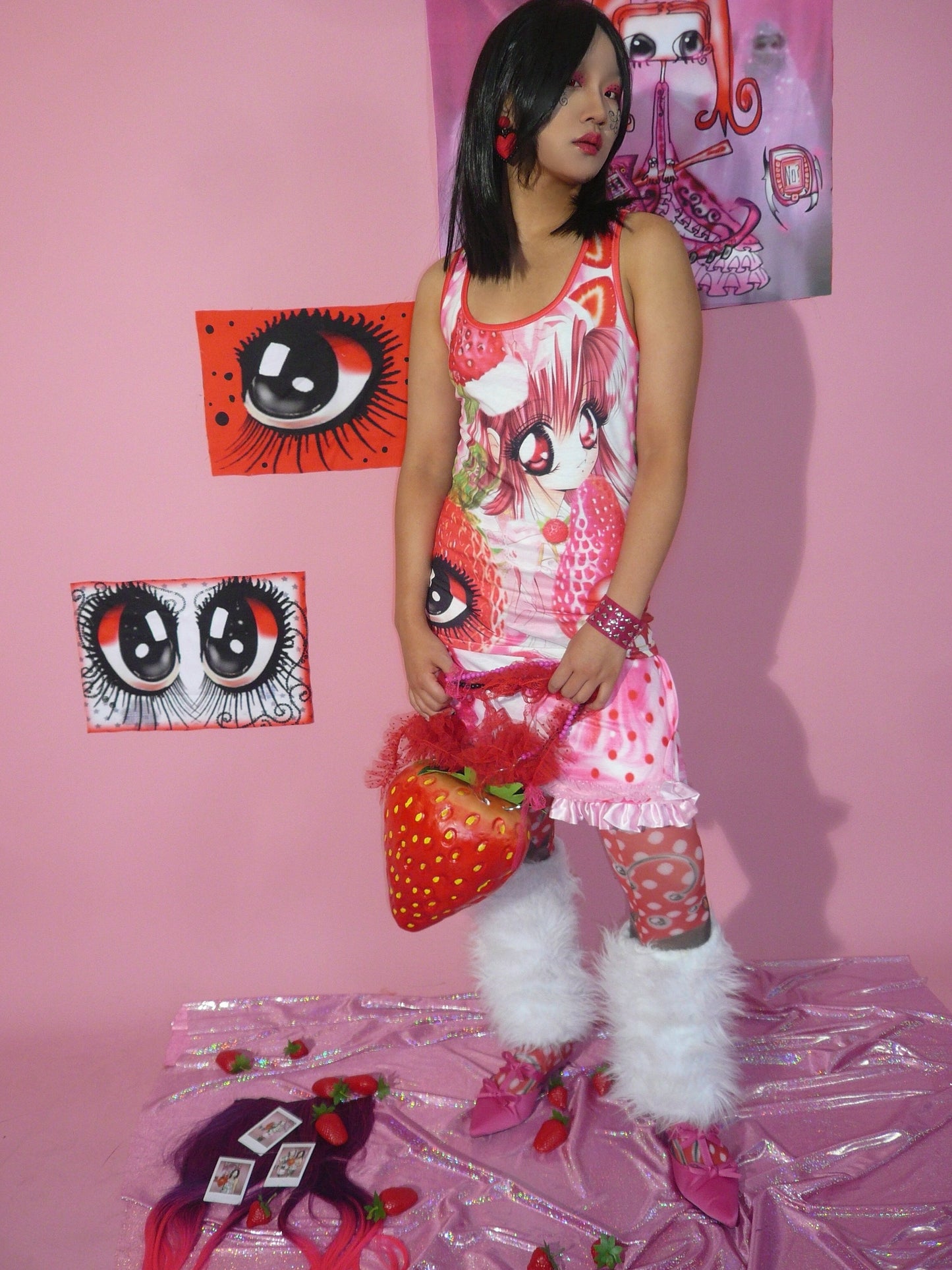 ki00bi00 - Strawberry Dreamcore Fitted Tank camisole ki00bi00