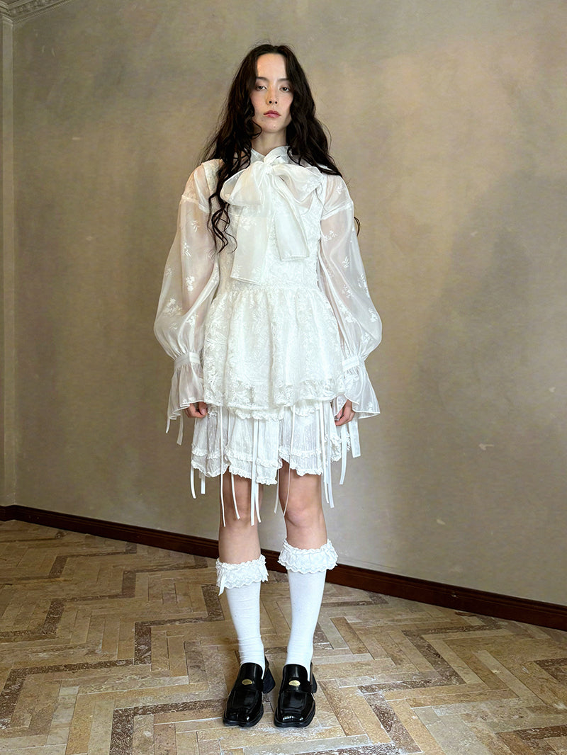 Daytoday Everyday Institute – Vintage Bow Jacquard Blouse blouse daytoday everyday institute