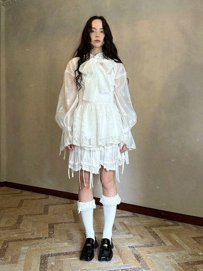 Daytoday Everyday Institute – Vintage Bow Jacquard Blouse blouse daytoday everyday institute