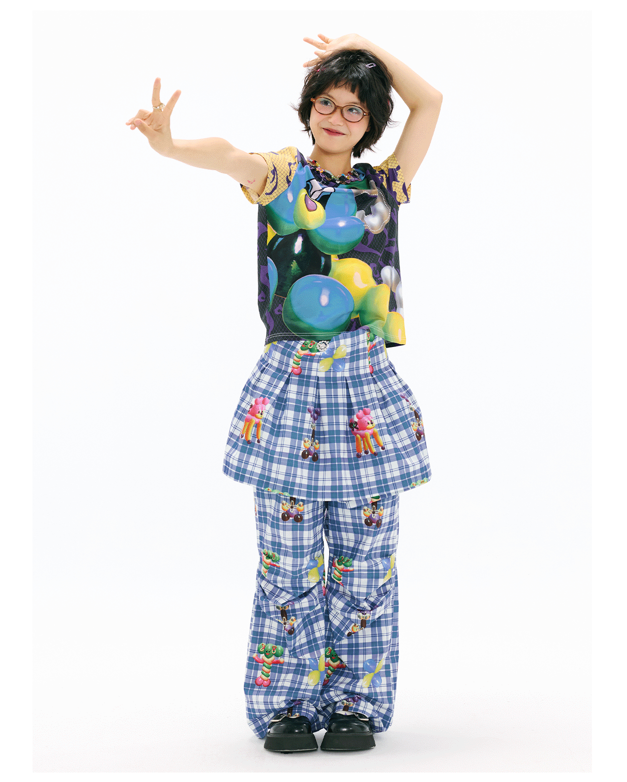 sillysis - Kawaii Plaid Multi-Way Pants pants sillysis