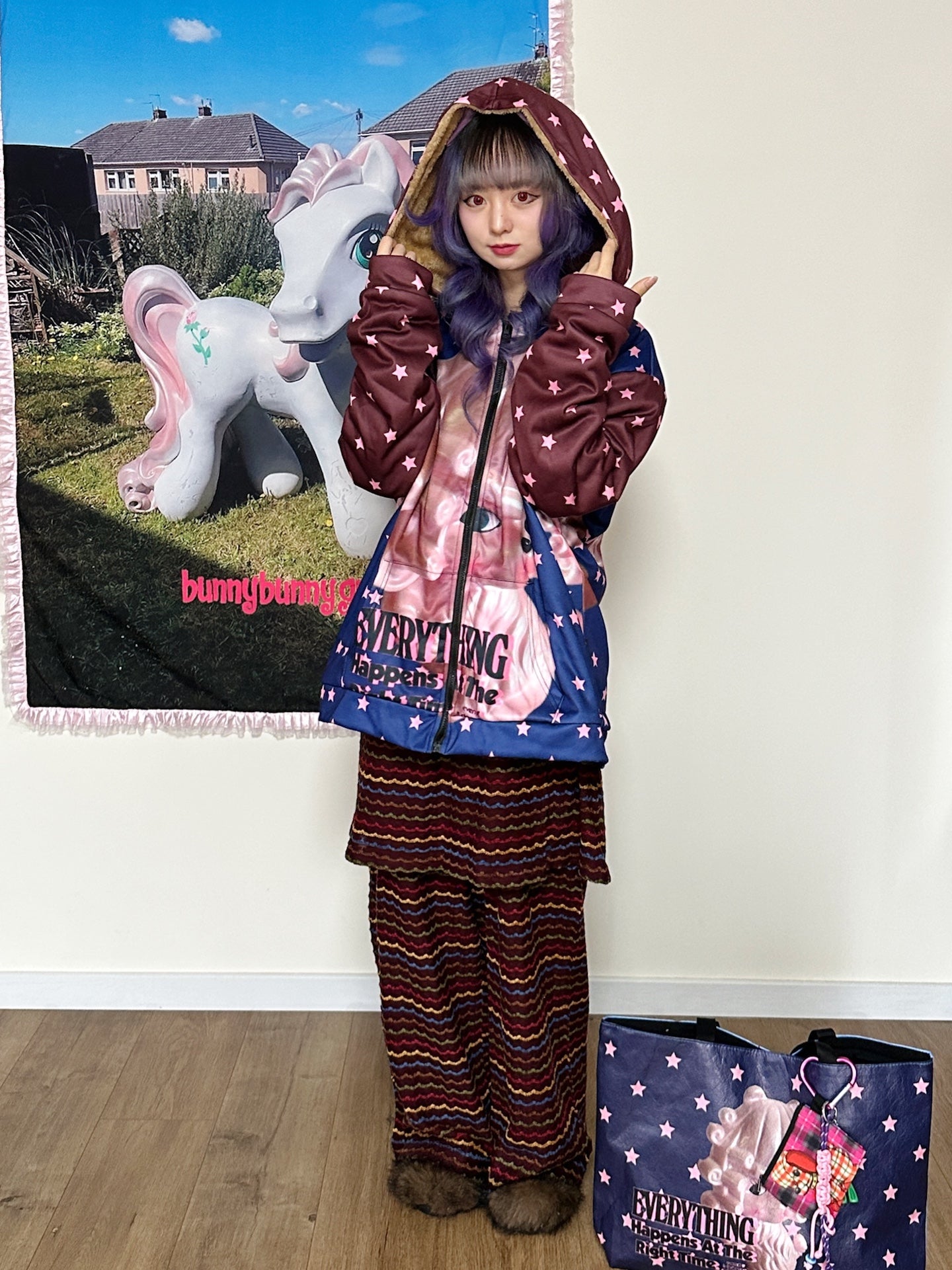 bunnybunnygun - Harajuku Colorblock Fleece Zip Hoodie hoodie bunnybunnygun