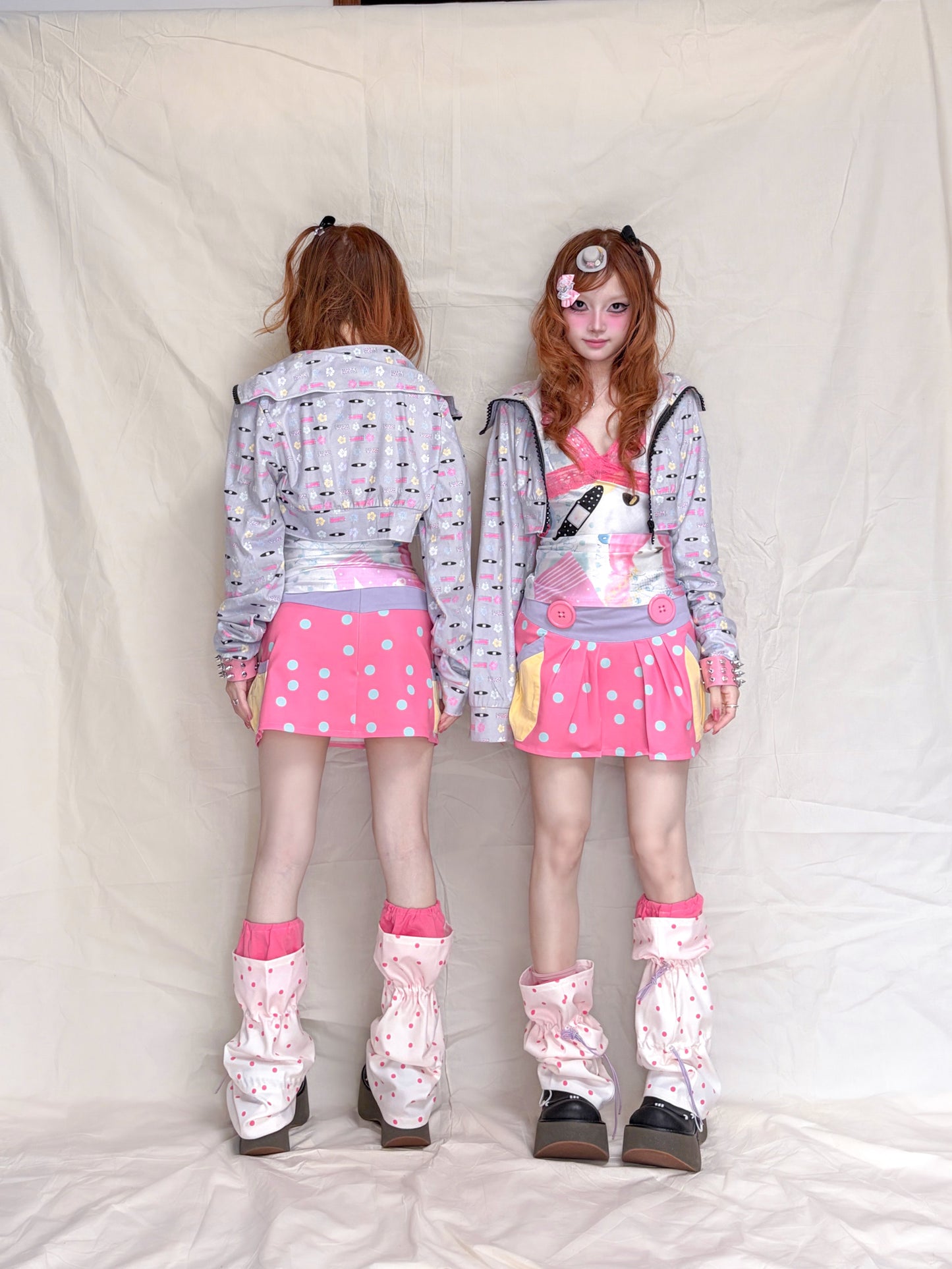 YJM with biubiu - Pink Polka Low Waist Skirt skirt YJM with biubiu
