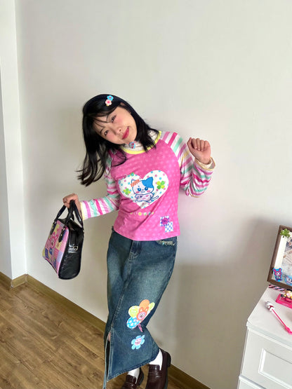 Bodytalk - Kawaii Y2K Colorblock Long Sleeve Tee shirt bodytalk