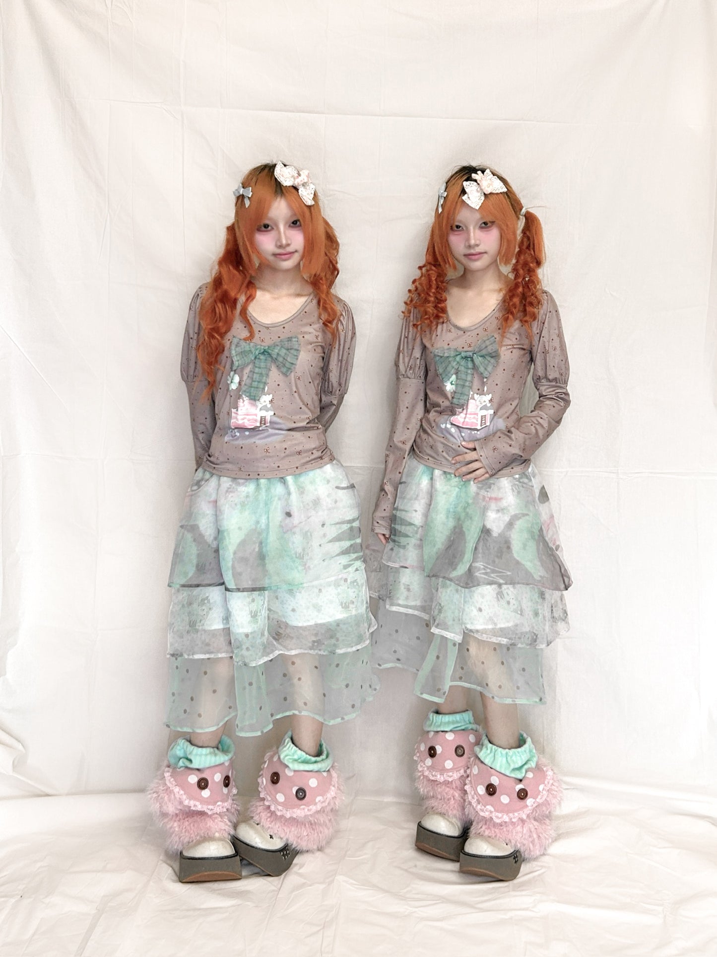 YJM with biubiu - Kawaii Layered Tulle Skirt Mint Smoke skirt YJM with biubiu