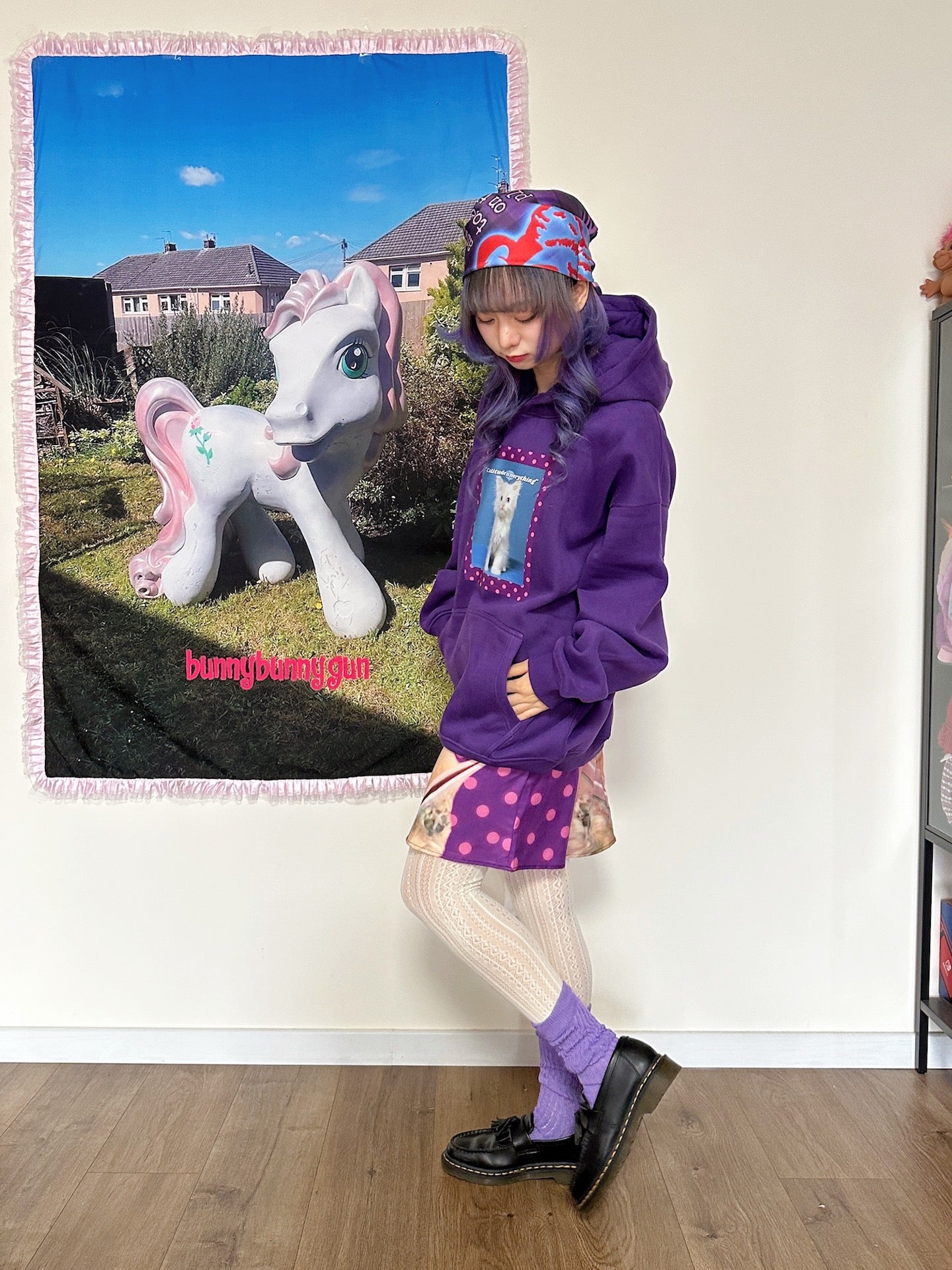 bunnybunnygun - Harajuku Cat Attitude Fleece Hoodie hoodie bunnybunnygun