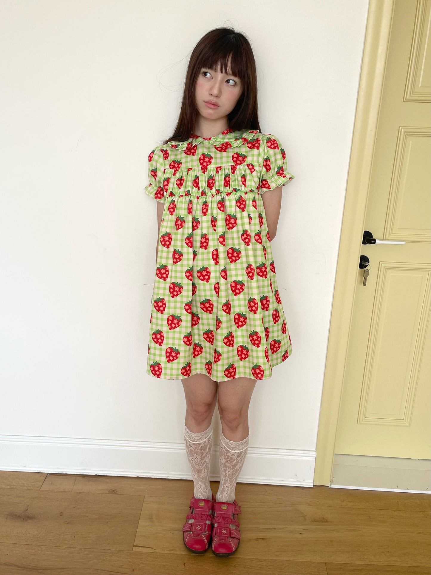 FRUITS - Strawberry Plaid Doll Collar Dress | Kawaii Japanese Girly Dress dress Fruits