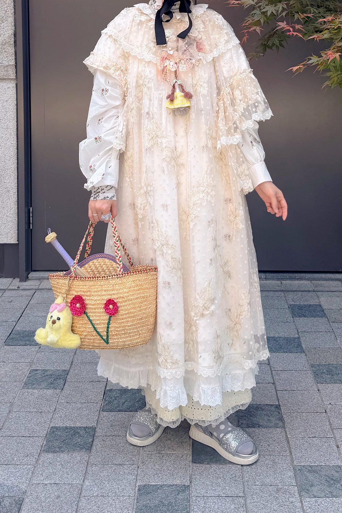 DADANAKO - Vintage Embroidered Mesh Maxi Dress dress DADANAKO