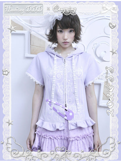 Hashtag DDD - Purple Embroidered Hooded Cardigan