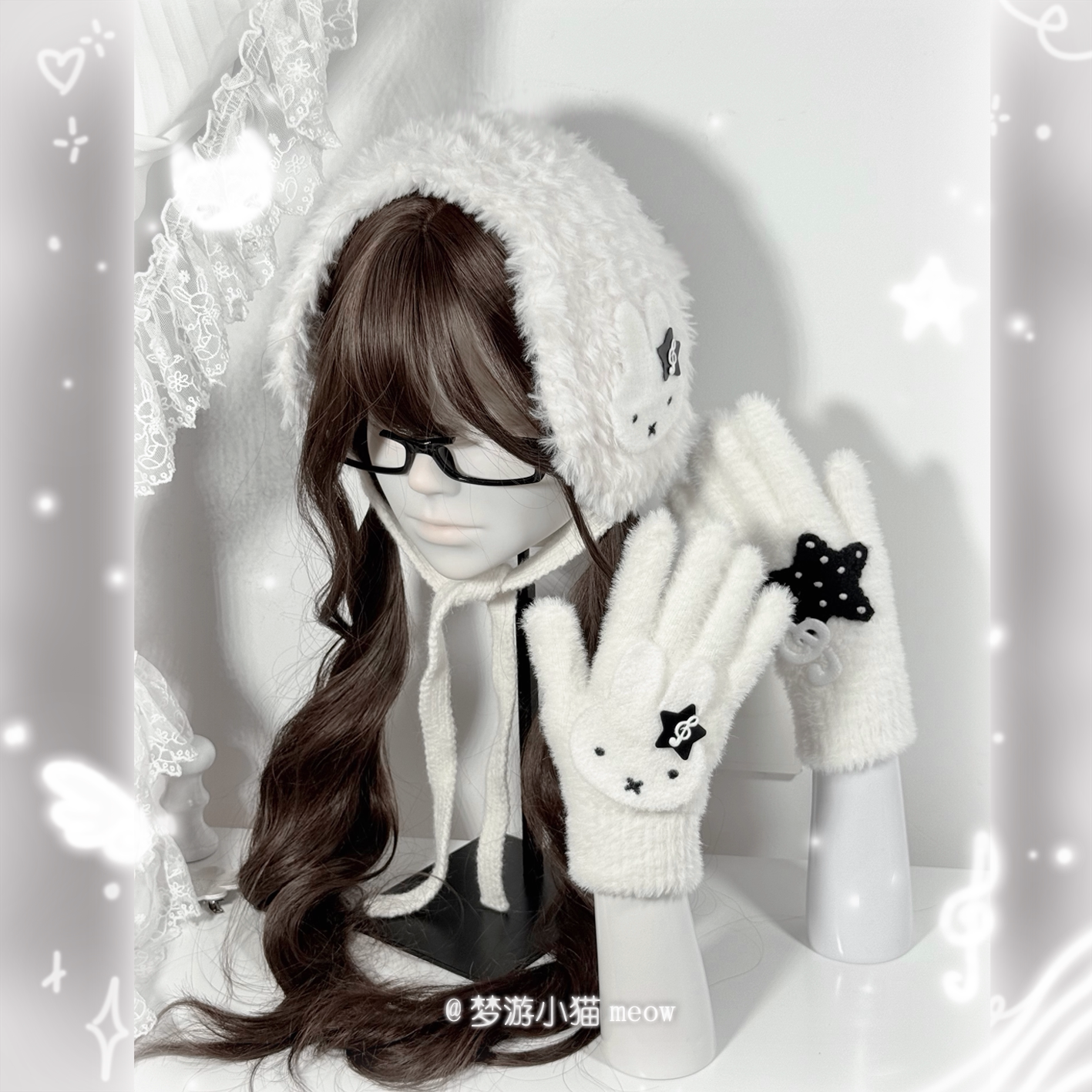 Miffy Rabbit Kawaii Plush Winter Gloves | Cute Character Finger Gloves