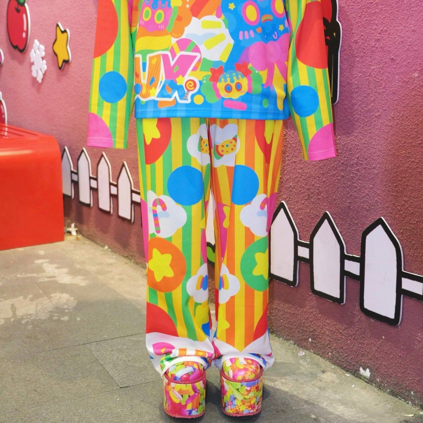 Rainbow Universe RUX - Decora Layered Top & Wide Pants Set set Rainbow Universe RUX Pants Only M