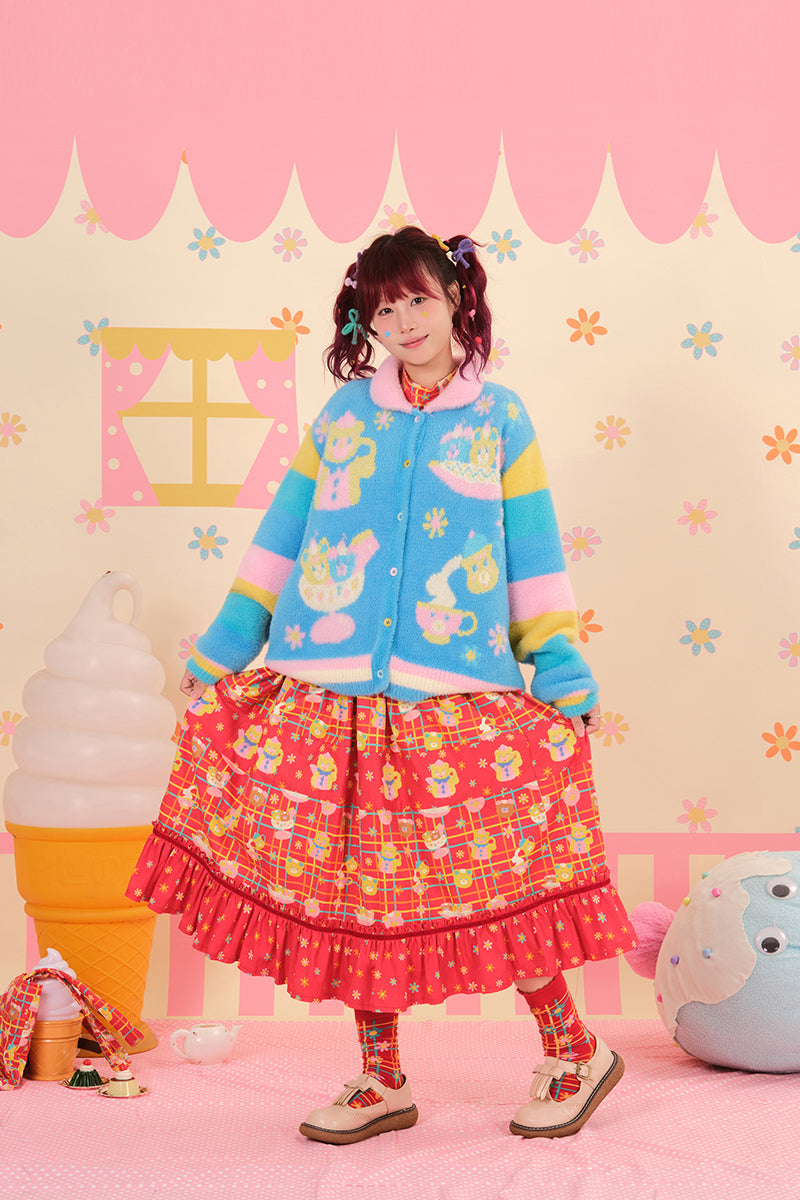 NIKKOU - Kawaii Embroidered Towel Lace Skirt skirt Nikkou home