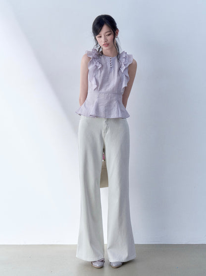 SOS SEAMSTRESS - Lilac Ruffle Crop Top shirt SOS SEAMSTRESS