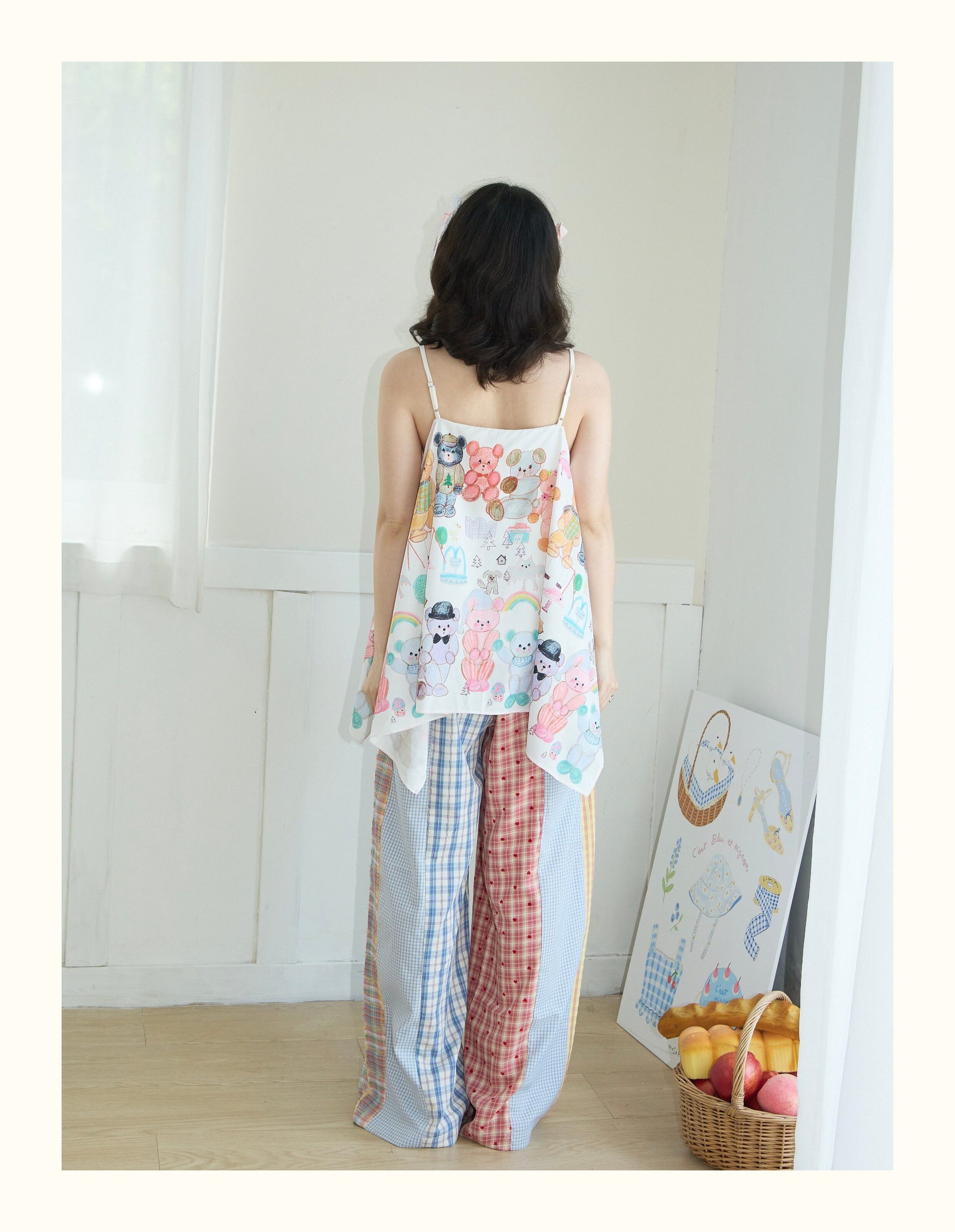 Robootoo - Bear Print Off-Shoulder Cami Top camisole Robootoo