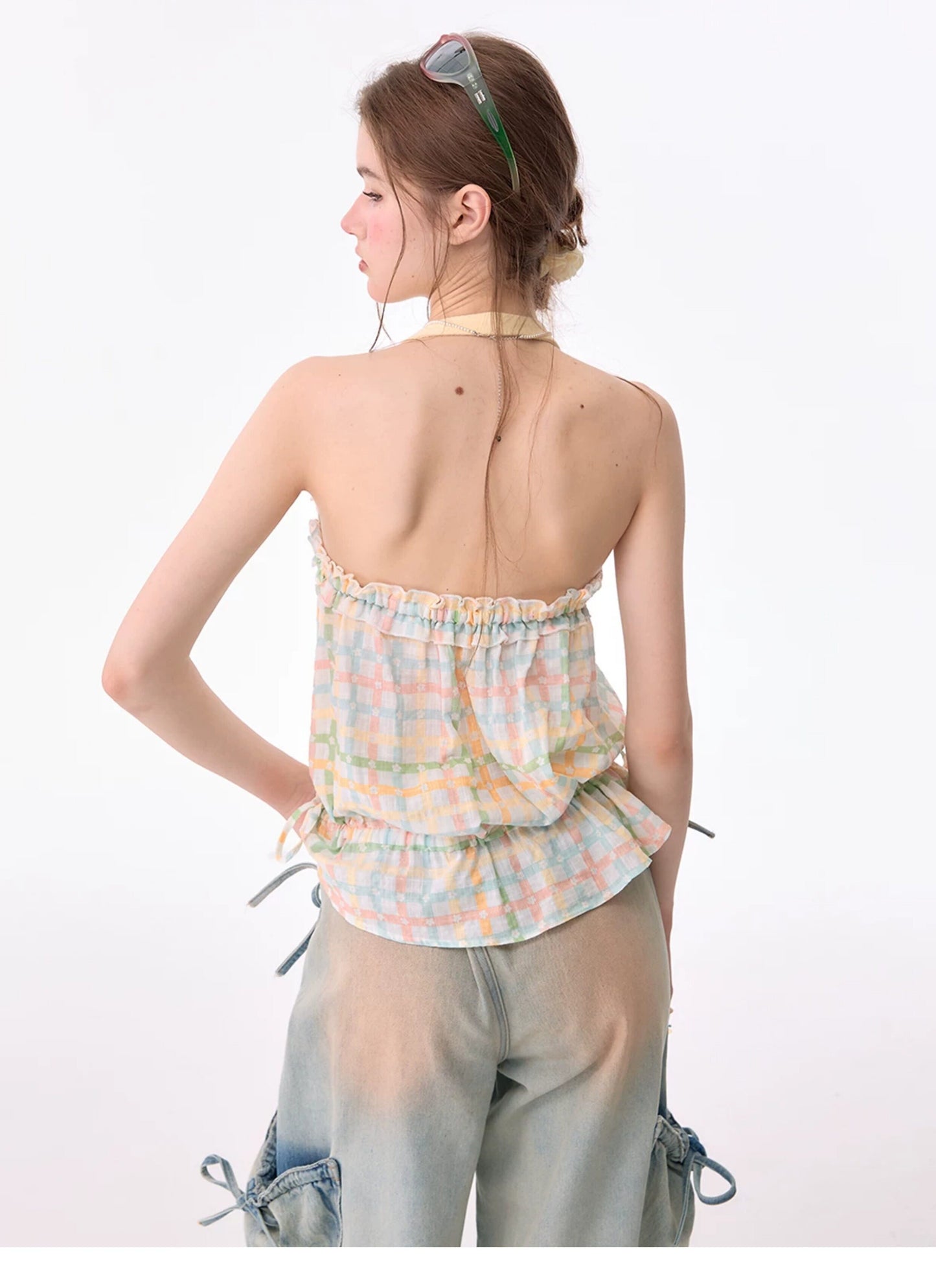 ziziFei - Yellow Plaid Halter Cami Top camisole ziziFei