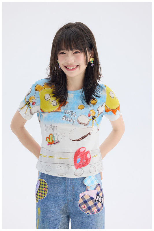 tntntutu - Hand Drawn Graphic Tee | Colorful Harajuku Dopamine Streetwear T-Shirt tshirt tntntutu