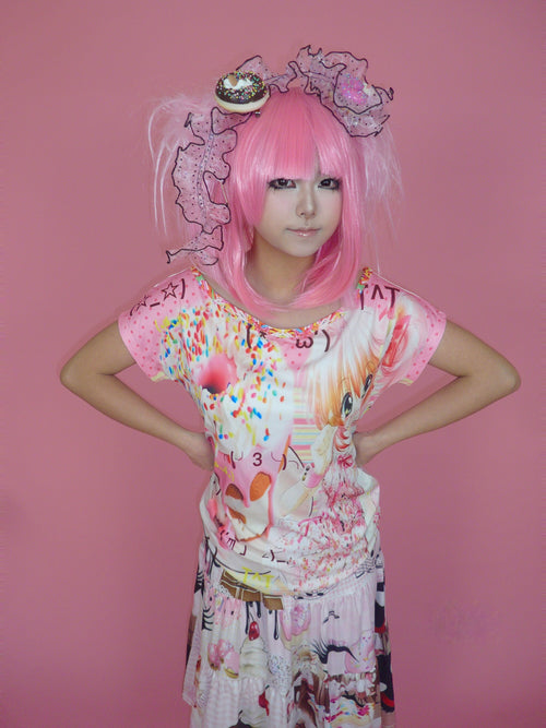 ki00bi00 - Kawaii Donut Emoji Off Shoulder Top shirt ki00bi00