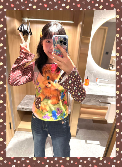 BodyTalk - Y2K Vintage Puppy Print Top shirt bodytalk