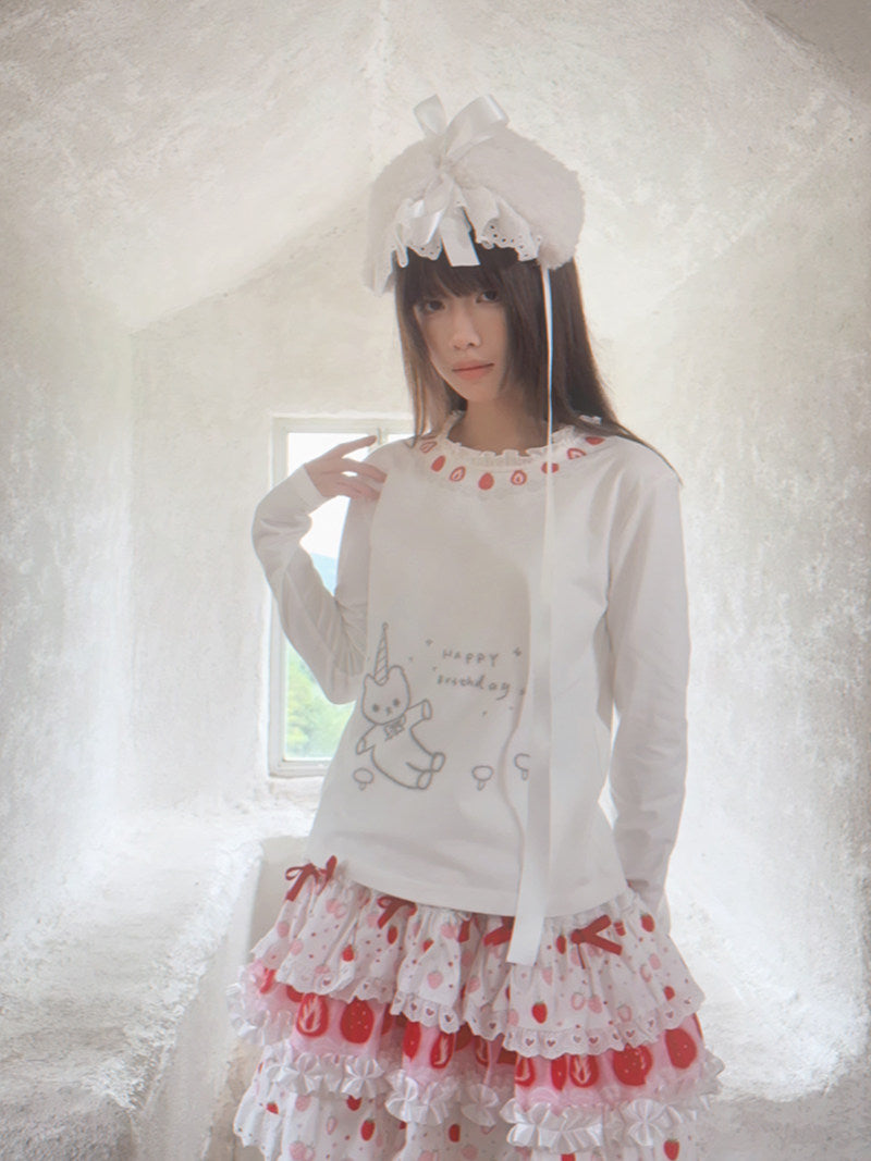 Daytoday Everyday Institute - Strawberry Lace Collar Top shirt daytoday everyday institute
