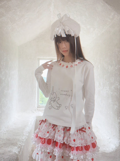 Daytoday Everyday Institute - Strawberry Lace Collar Top shirt daytoday everyday institute