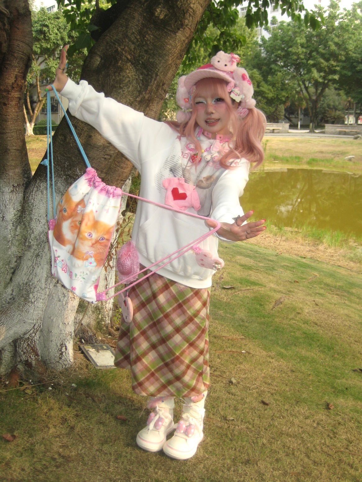 BodyTalk - Kawaii Cat Canvas Drawstring Bag bag bodytalk