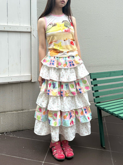 FRUITS - Fruit Floral Layered Cake Skirt | Kawaii Japanese Girly Maxi Skirt skirt Fruits
