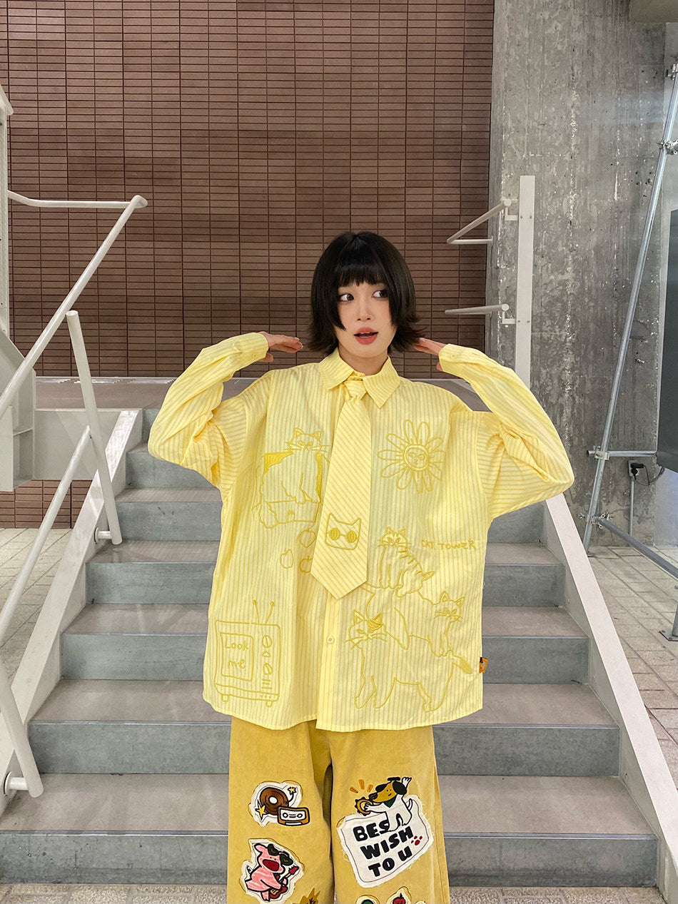 BIBULU - Kidcore Cartoon Stripe Shirt shirt BIBULU